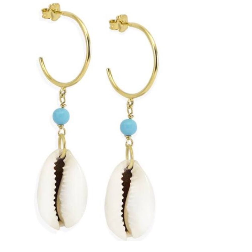 Vintouch Cowrie shell turquoise earrings